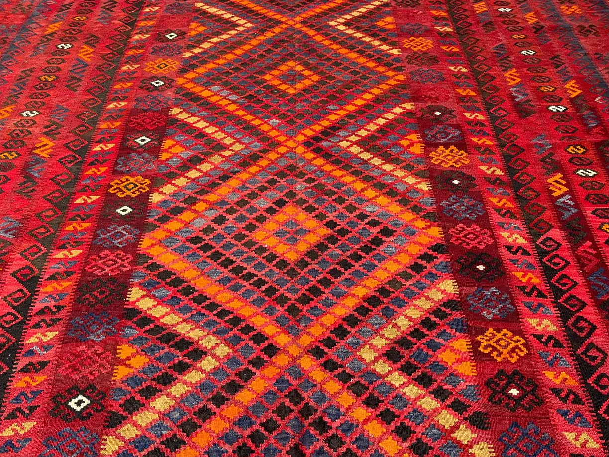 Authentic Handmade Afghan Kilim Rug – 256 x 409 cm | Large Tribal Wool Kilim