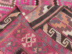 Authentic handmade Afghan Kilim displaying repeating geometric patterns and traditional flatweave construction