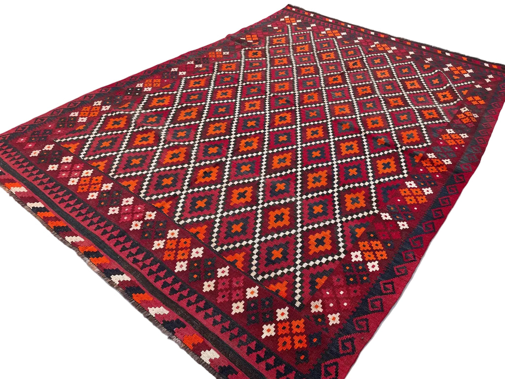 Vintage Afghan Geometric Kilim – 203 x 288 cm | Handwoven Tribal Wool Rug
