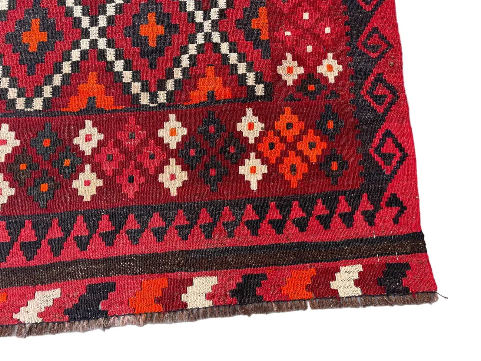 Vintage Afghan Geometric Kilim – 203 x 288 cm | Handwoven Tribal Wool Rug