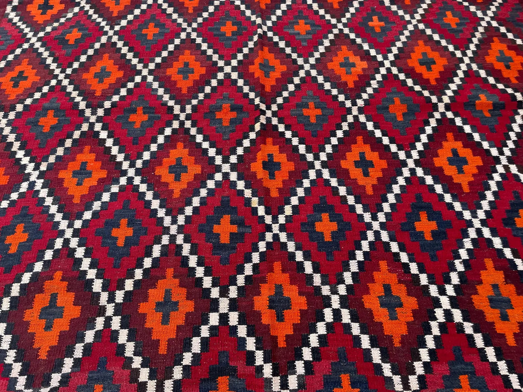 Vintage Afghan Geometric Kilim – 203 x 288 cm | Handwoven Tribal Wool Rug