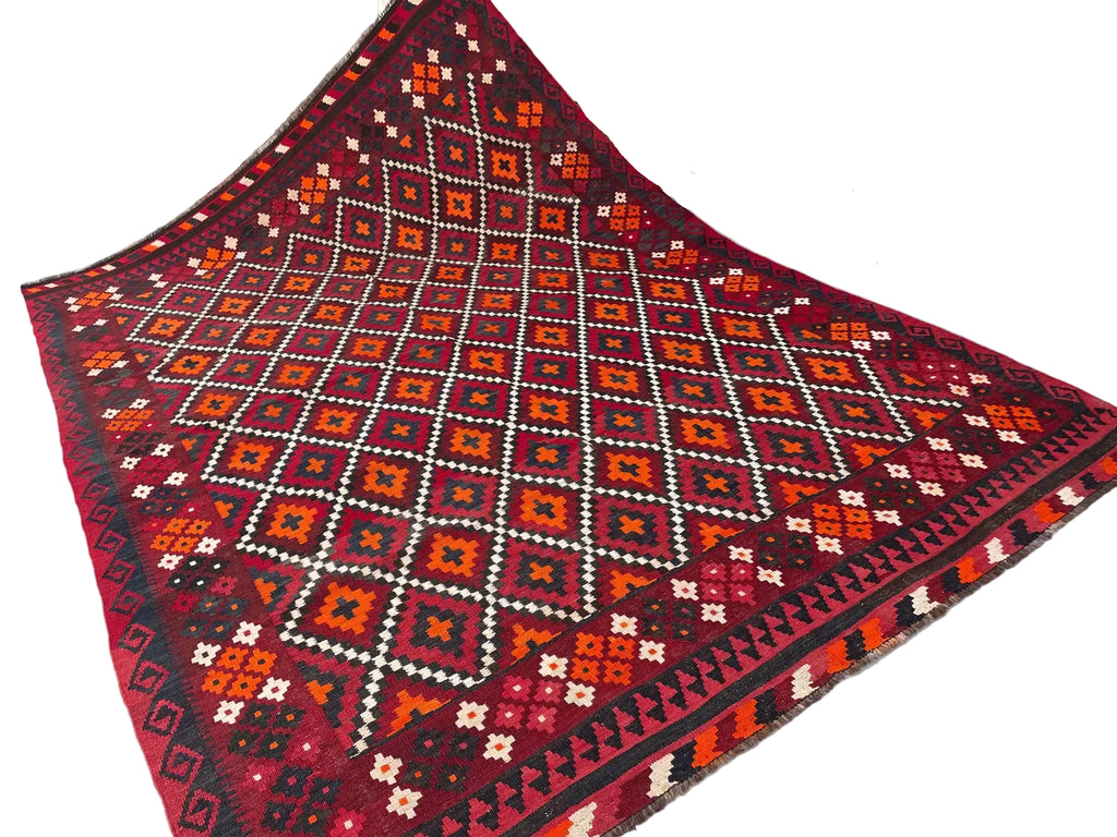 Vintage Afghan Geometric Kilim – 203 x 288 cm | Handwoven Tribal Wool Rug