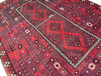 Extra Large Afghan Kilim Rug – Red & Black Tribal Geometric Flatweave Carpet | Traditional Area Rug | 290 x 472 cm