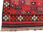 Extra Large Afghan Kilim Rug – Red & Black Tribal Geometric Flatweave Carpet | Traditional Area Rug | 290 x 472 cm
