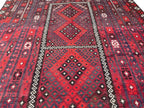 Extra Large Afghan Kilim Rug – Red & Black Tribal Geometric Flatweave Carpet | Traditional Area Rug | 290 x 472 cm