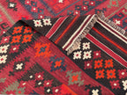 Extra Large Afghan Kilim Rug – Red & Black Tribal Geometric Flatweave Carpet | Traditional Area Rug | 290 x 472 cm