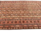 Vintage Style Afghan Kilim Rug – Dusty Rose & Terracotta Geometric Flatweave | Earthy Boho Area Rug | 251 x 378 cm
