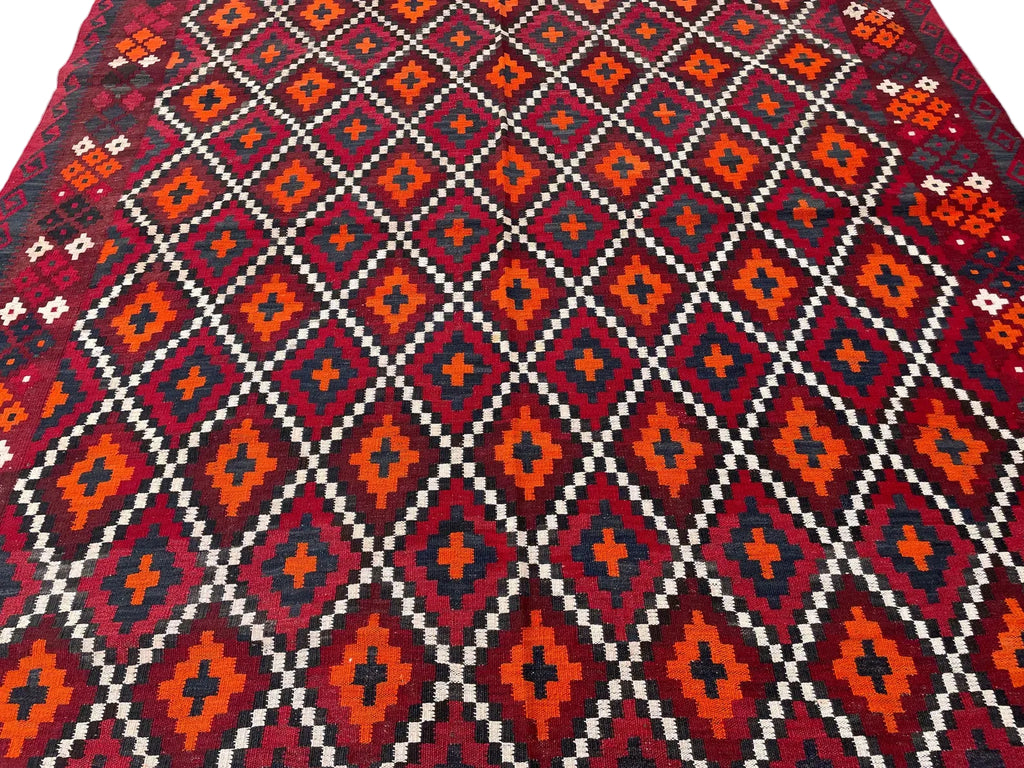 Vintage Afghan Geometric Kilim – 203 x 288 cm | Handwoven Tribal Wool Rug