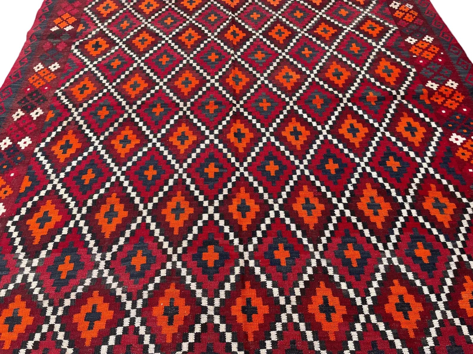 Vintage Afghan Geometric Kilim – 203 x 288 cm | Handwoven Tribal Wool Rug