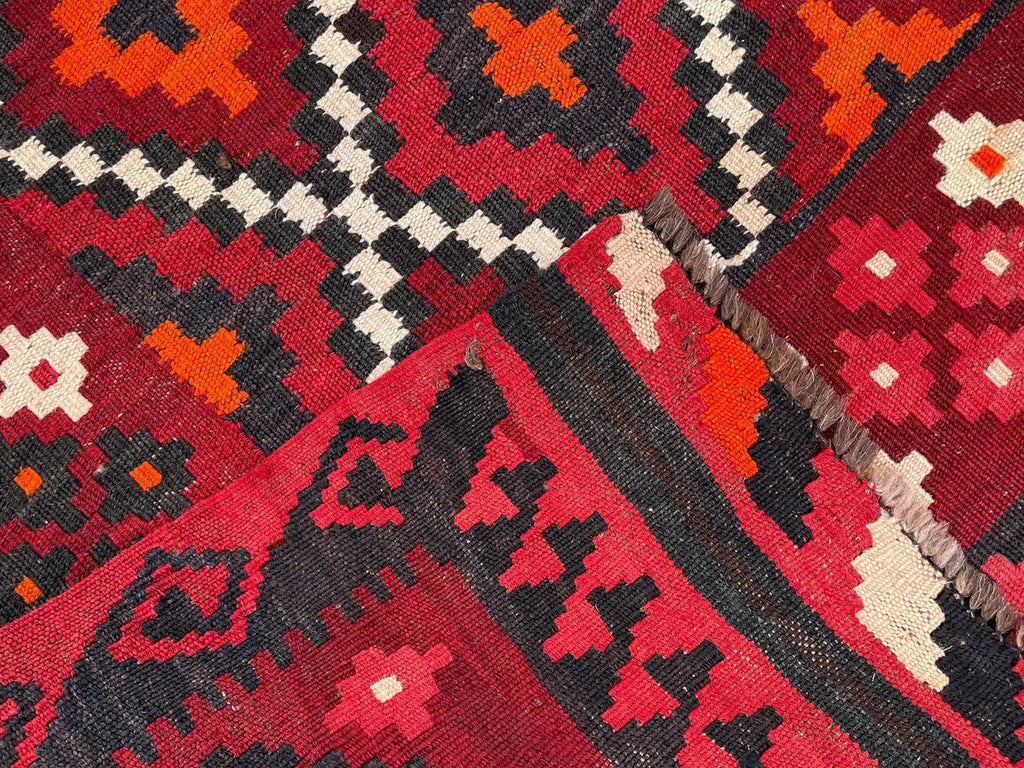 Vintage Afghan Geometric Kilim – 203 x 288 cm | Handwoven Tribal Wool Rug