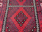 Extra Large Afghan Kilim Rug – Red & Black Tribal Geometric Flatweave Carpet | Traditional Area Rug | 290 x 472 cm