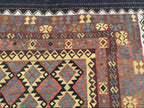 Afghan Kilim Rug – Rust Orange & Brown Tribal Diamond Carpet | Traditional Geometric Flatweave Rug | 206 x 294 cm