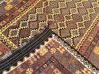 Afghan Kilim Rug – Rust Orange & Brown Tribal Diamond Carpet | Traditional Geometric Flatweave Rug | 206 x 294 cm