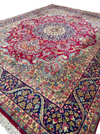 Luxury Persian Style Rug – Ruby Red Floral Medallion Carpet | Classic Oriental Area Rug | 267 x 345 cm