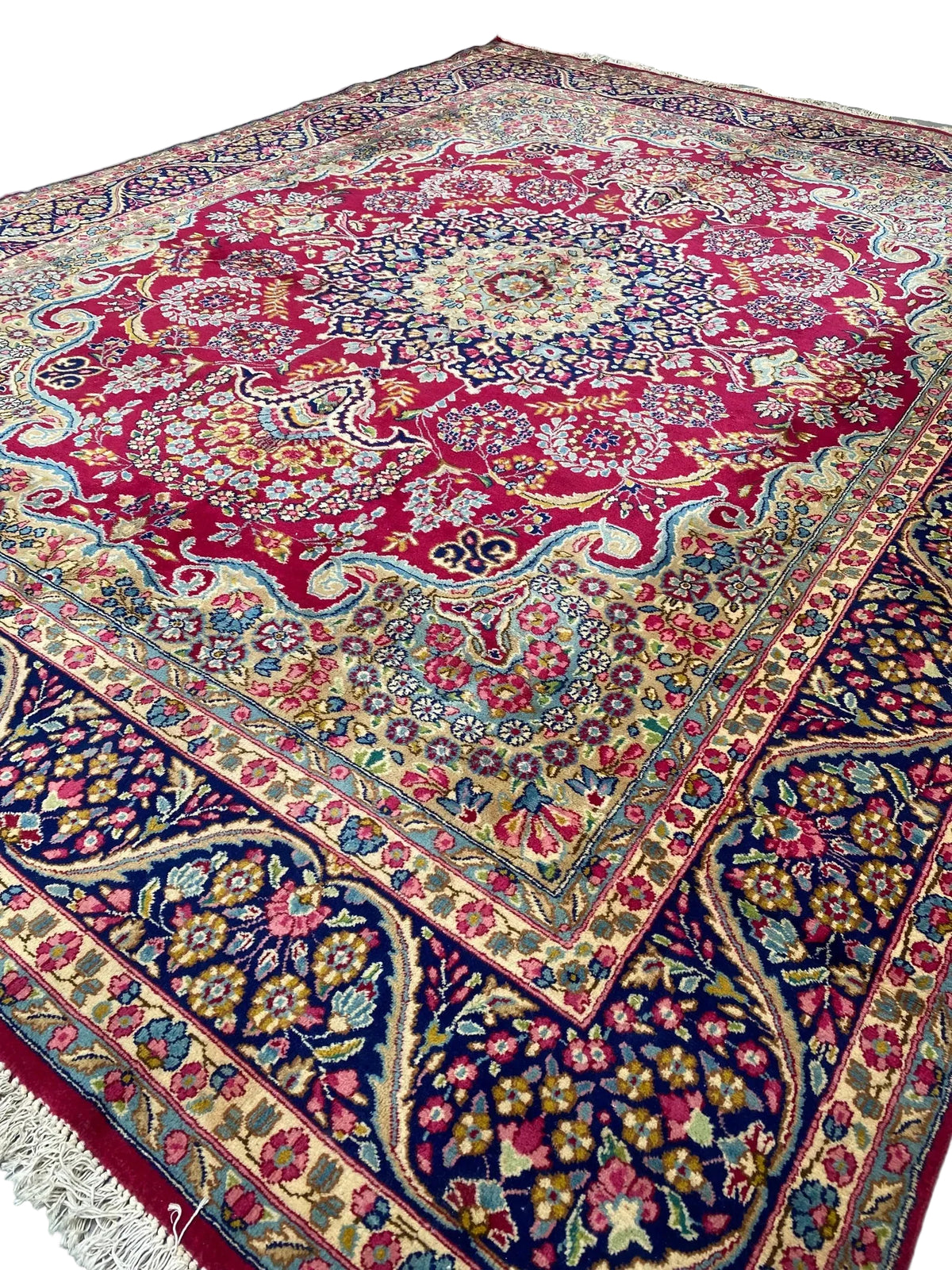 Luxury Persian Style Rug – Ruby Red Floral Medallion Carpet | Classic Oriental Area Rug | 267 x 345 cm
