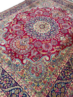 Luxury Persian Style Rug – Ruby Red Floral Medallion Carpet | Classic Oriental Area Rug | 267 x 345 cm