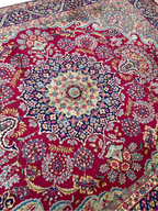 Luxury Persian Style Rug – Ruby Red Floral Medallion Carpet | Classic Oriental Area Rug | 267 x 345 cm