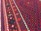 Handmade Afghan Kilim Rug – Red Tribal Wool Flatweave Carpet | Traditional Geometric Area Rug | 204 x 291 cm