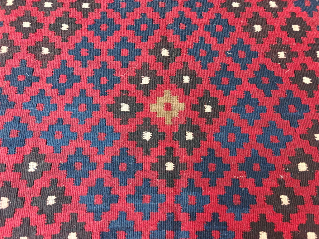 Handmade Afghan Kilim Rug – Red Tribal Wool Flatweave Carpet | Traditional Geometric Area Rug | 204 x 291 cm