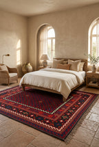 Handmade Afghan Kilim Rug – Red Tribal Wool Flatweave Carpet | Traditional Geometric Area Rug | 204 x 291 cm