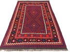 Handmade Afghan Kilim Rug – Red Tribal Wool Flatweave Carpet | Traditional Geometric Area Rug | 204 x 291 cm