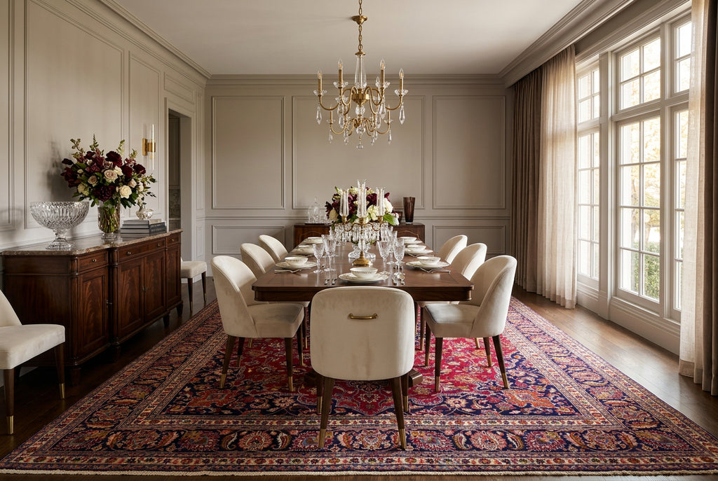 Large Persian Style Oriental Rug – Burgundy Red Floral Medallion Carpet | Traditional Luxury Area Rug | 295 x 396 cm