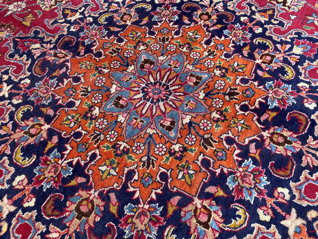 Large Persian Style Oriental Rug – Burgundy Red Floral Medallion Carpet | Traditional Luxury Area Rug | 295 x 396 cm