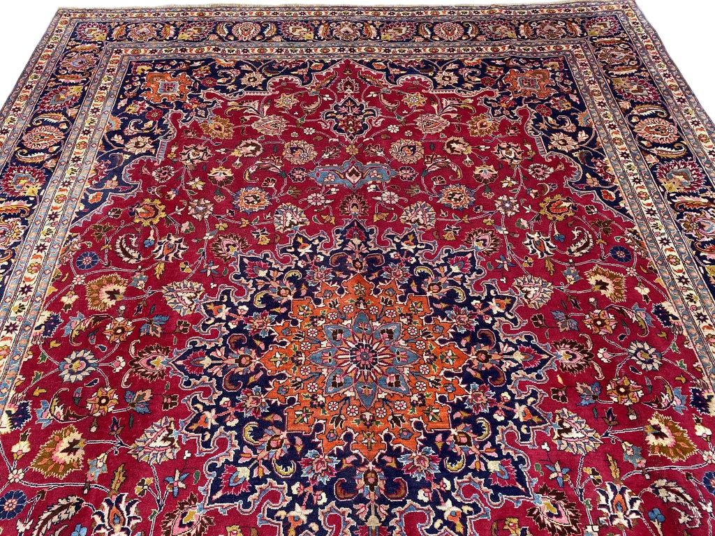 Large Persian Style Oriental Rug – Burgundy Red Floral Medallion Carpet | Traditional Luxury Area Rug | 295 x 396 cm