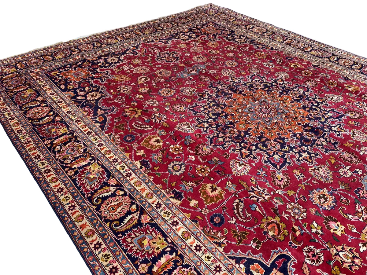 Large Persian Style Oriental Rug – Burgundy Red Floral Medallion Carpet | Traditional Luxury Area Rug | 295 x 396 cm
