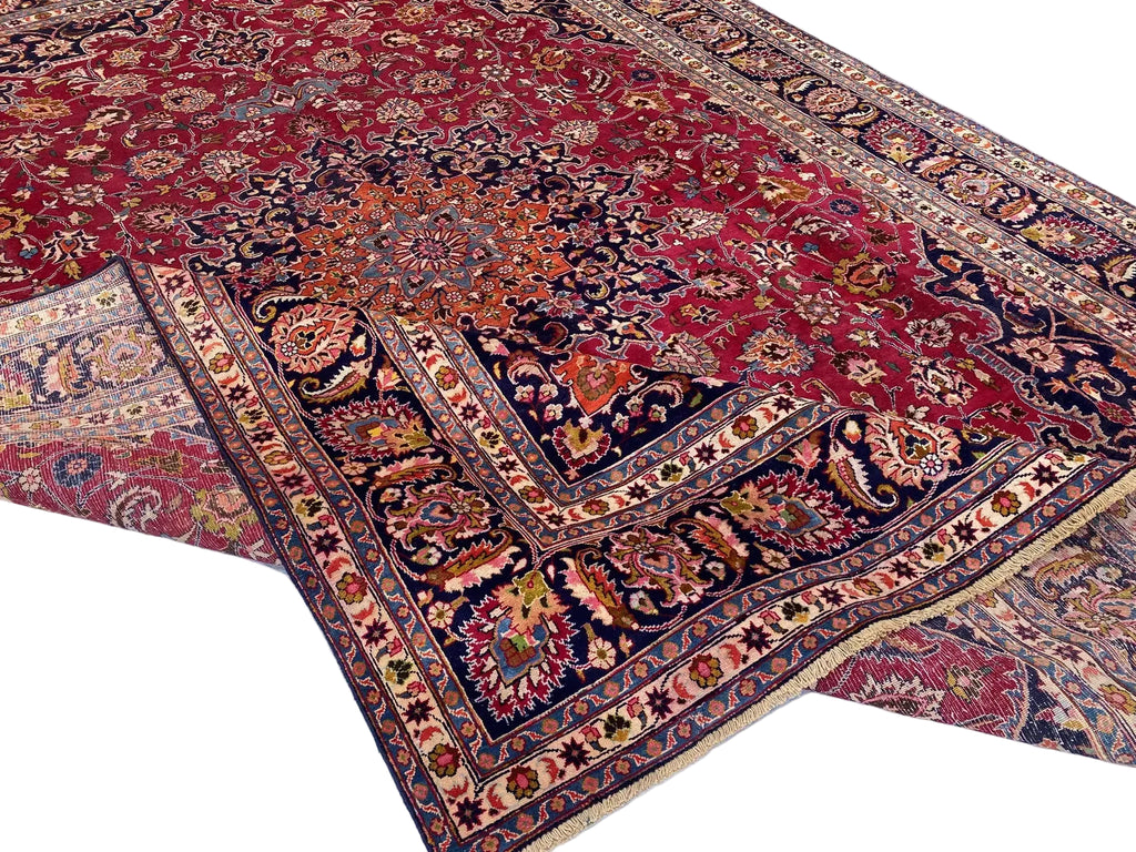 Large Persian Style Oriental Rug – Burgundy Red Floral Medallion Carpet | Traditional Luxury Area Rug | 295 x 396 cm