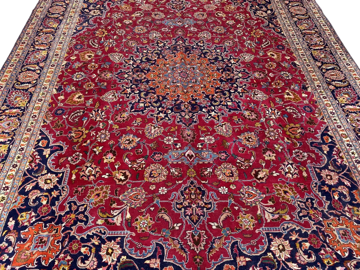 Large Persian Style Oriental Rug – Burgundy Red Floral Medallion Carpet | Traditional Luxury Area Rug | 295 x 396 cm